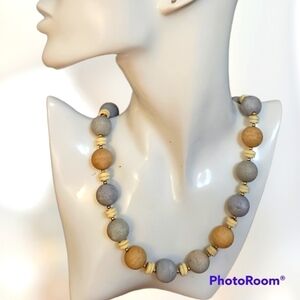 TRUE Vintage 1970s DORIS LEE Earth Tones Ceramic Beaded Necklace